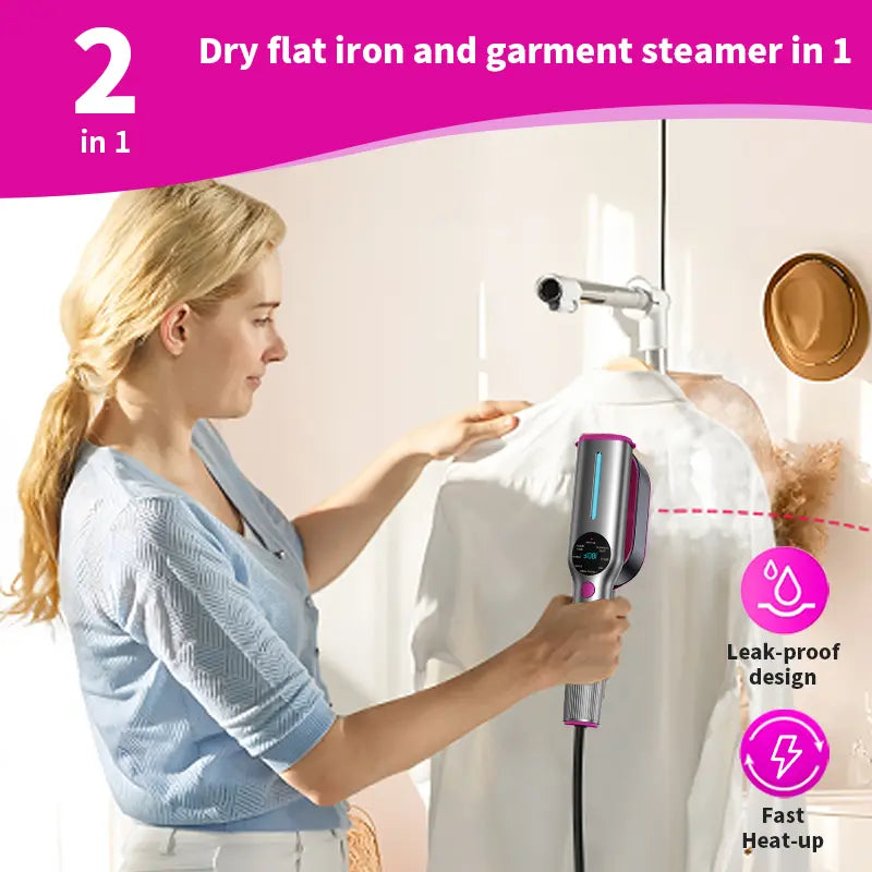 Dr.Flash Handheld Garment Steamer for Clothing, Portable Iron Steamer Combo Travel Steam Generators, 7 Modes with LED Display, 15S Fast Heating, 90° Swivel Handle, 1-Button Start, Travel Stuff, New Year Gift