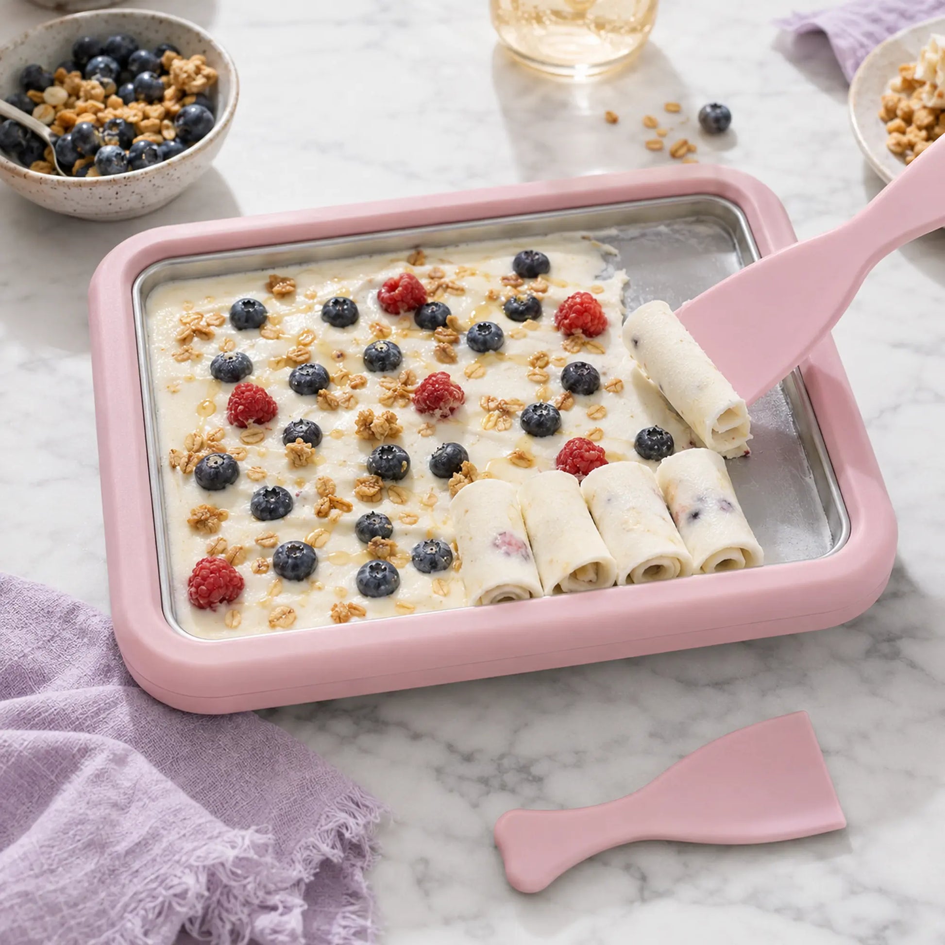 Stainless Steel Rectangular Rolled Ice Cream Maker - Thick, Instant Gelato Rolling Pan for Homemade DIY Parent-Child Fun Activities