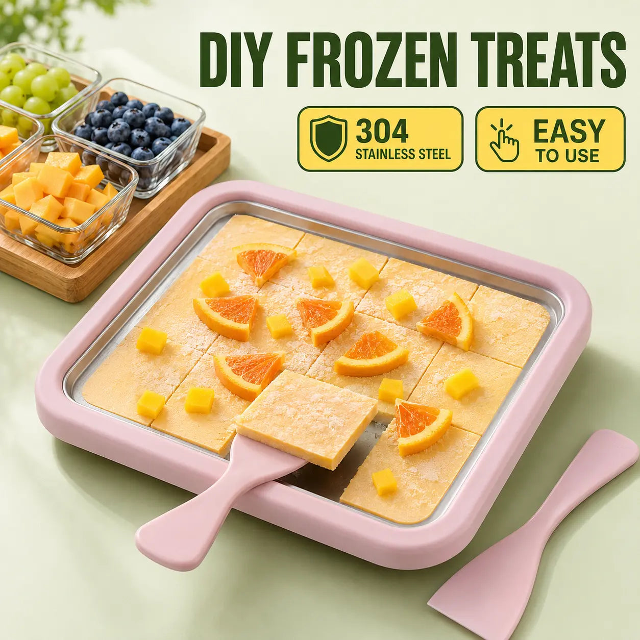 Stainless Steel Rectangular Rolled Ice Cream Maker - Thick, Instant Gelato Rolling Pan for Homemade DIY Parent-Child Fun Activities