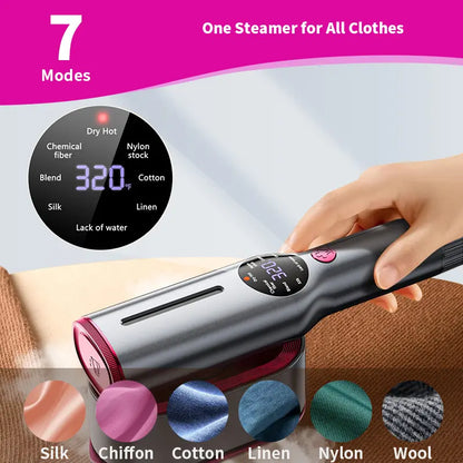 Dr.Flash Handheld Garment Steamer for Clothing, Portable Iron Steamer Combo Travel Steam Generators, 7 Modes with LED Display, 15S Fast Heating, 90° Swivel Handle, 1-Button Start, Travel Stuff, New Year Gift