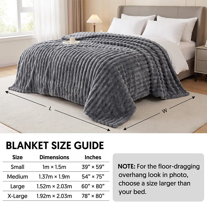 Jeffans 3D Striped Textured Fluffy Blanket, Fleece Throw Blanket,Soft Fleece Throw Blanket for Sofa & Bed, All Season Machine Washable Decorative Blanket, Perfect Gift for Home, Living Room & Dorm