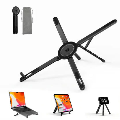 Viozon Portable Laptop Stand for Desk, Foldable Adjustable Computer Riser with Magnetic Phone Holder, Aluminum Laptop Stand for 10–16” Laptops & 4–13” Phones/Tablets (Silver),Back to School,Back to School Haul