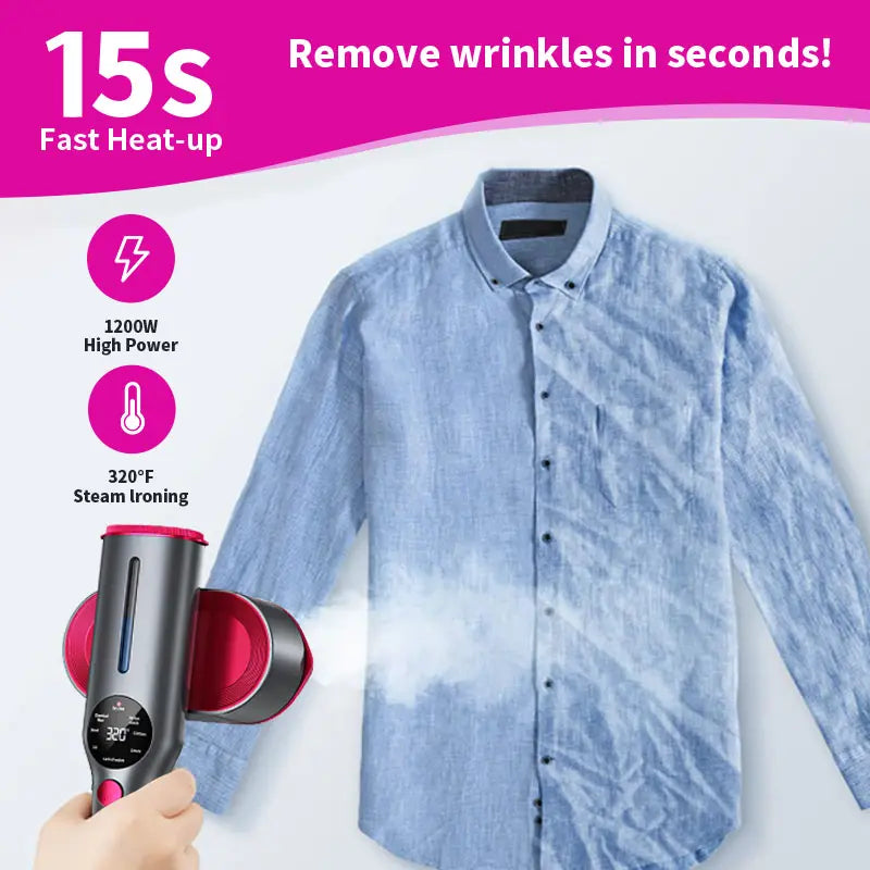 Dr.Flash Handheld Garment Steamer for Clothing, Portable Iron Steamer Combo Travel Steam Generators, 7 Modes with LED Display, 15S Fast Heating, 90° Swivel Handle, 1-Button Start, Travel Stuff, New Year Gift