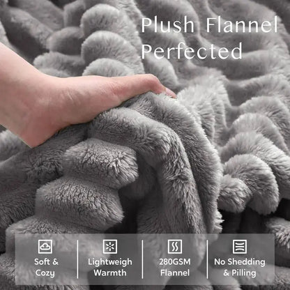Jeffans 3D Striped Textured Fluffy Blanket, Fleece Throw Blanket,Soft Fleece Throw Blanket for Sofa & Bed, All Season Machine Washable Decorative Blanket, Perfect Gift for Home, Living Room & Dorm